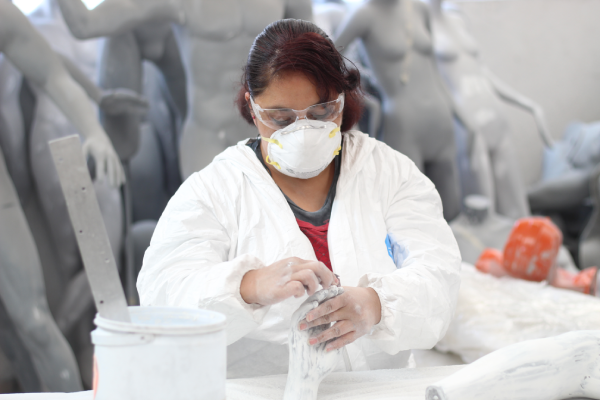 Preparación del molde con fibra de vidrio